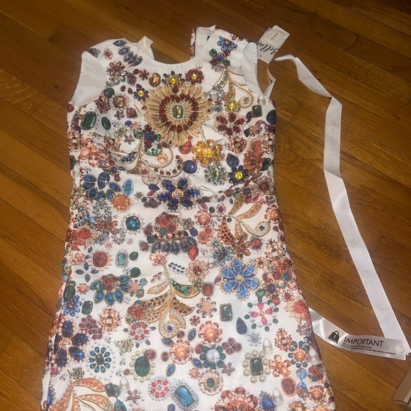 Bella Barnett NWT Gio Diamante Mini Dress Colorful Gemstones XS-needs New Zipper - Picture 4 of 8